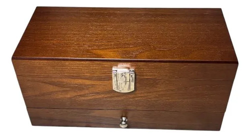 Caja Organizador 4 Relojes Anillos Pulseras 100% Madera Luxe Marrón - Imagen 3