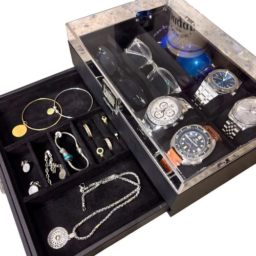 Caja Organizadora Relojes Lentes Anillos Pulseras Importado Negro - Imagen 5