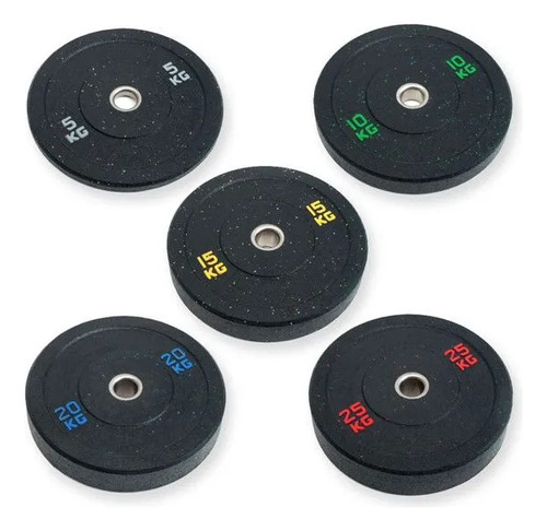 Disco Olímpico 20 Kg Bumper Caucho Profesional Negro
