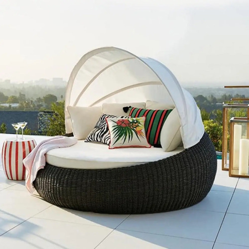 Sofá Cama De Patio Al Aire Libre Con Toldo Retráctil ! - Imagen 3