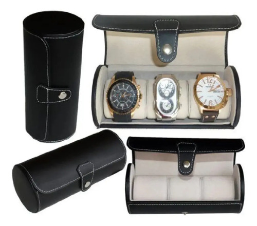 Relojes Estuche Rolls Viaje Relojes Negro Caqui - Imagen 3