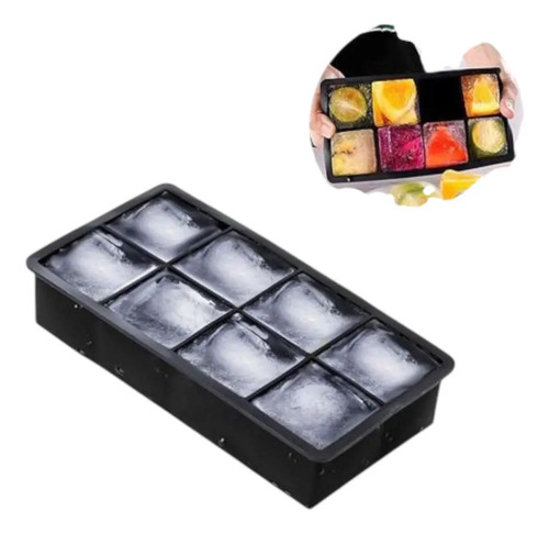 Cubetera De Silicona 8 Cubos 5cm Negro - Imagen 3