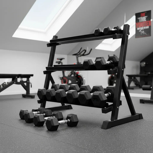 Soporte Mancuernero Importado 130 Cm 3 Bandejas Ventasuy Negro - Imagen 6