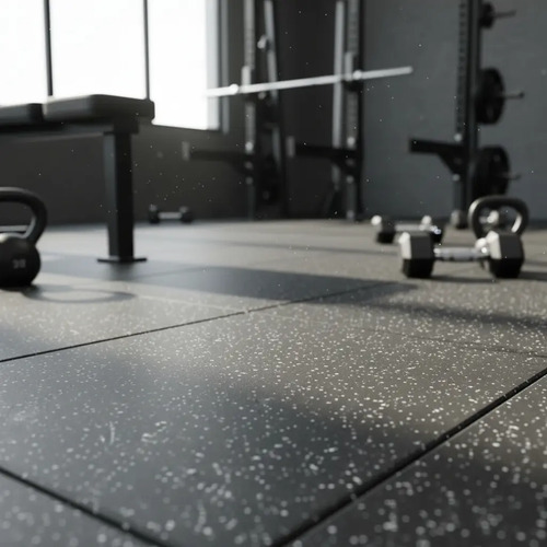 Piso De Goma Caucho Para Gym 50x50 Cm X 1,5mm Crossfit Negro Black & White - Imagen 3