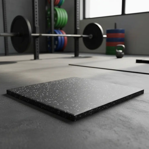Piso De Goma Caucho Para Gym 50x50 Cm X 1,5mm Crossfit Negro Black & White - Imagen 8