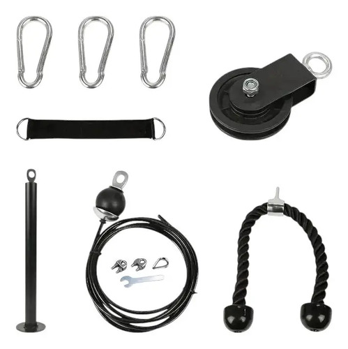 Set Kit Polea Alta + Linga + Cable + Barra Rueda De Aluminio Negro - Imagen 3